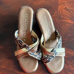 Italian Shoemakers Leopard and Metallic Sandals